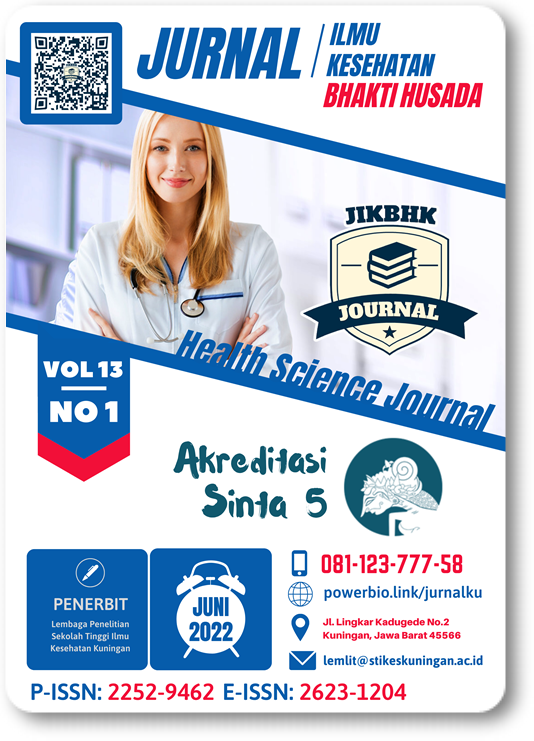 					View Vol. 13 No. 01 (2022): Jurnal Ilmu Kesehatan Bhakti Husada: Health Science Journal
				