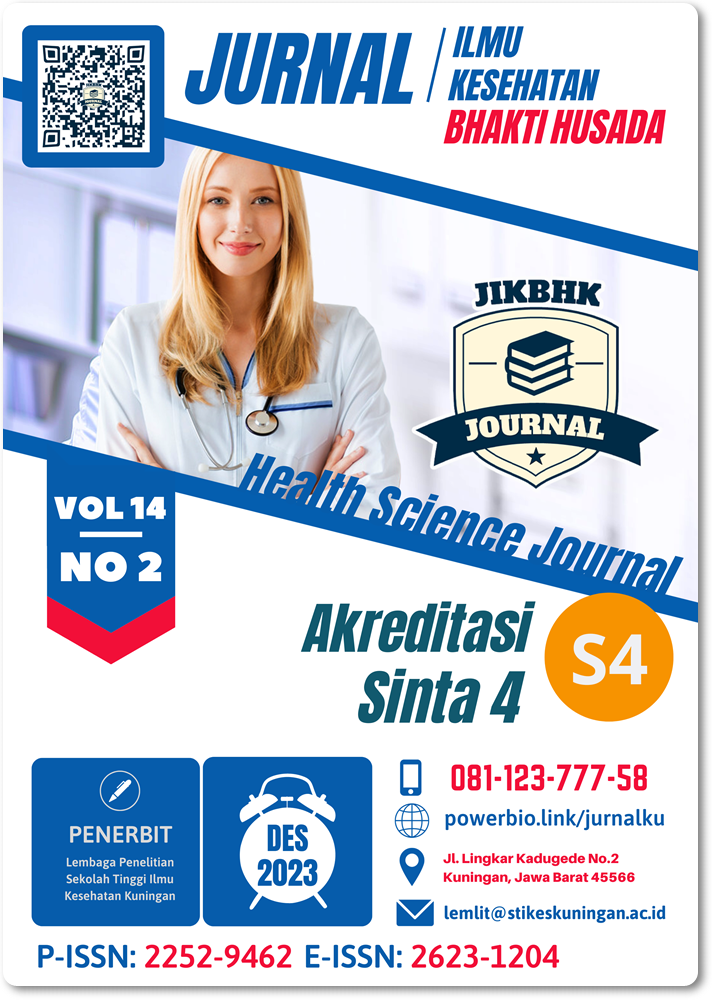 					View Vol. 14 No. 02 (2023): Jurnal Ilmu Kesehatan Bhakti Husada: Health Science Journal
				